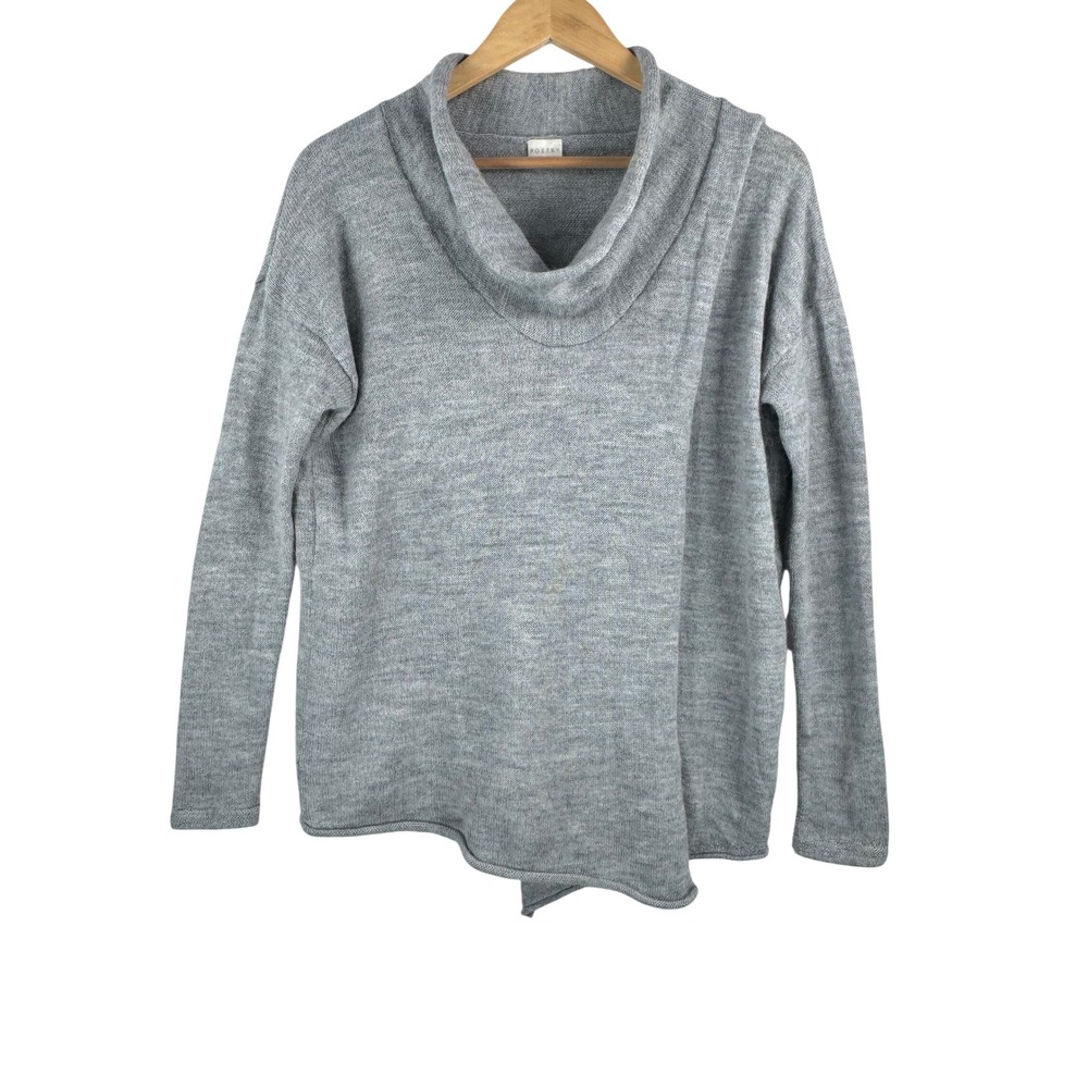 Poetry Cowl Neck Sweater M Grey Baby Alpaca Split Back Minimalist